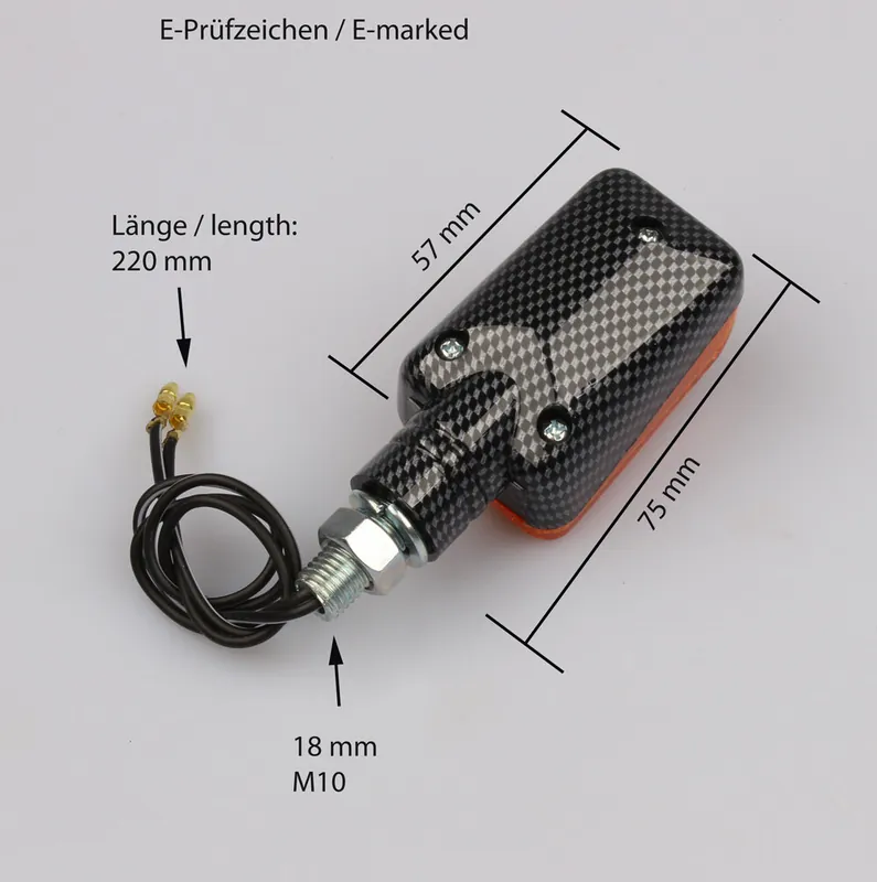 Mini-lampeggiatore moto carbon look UNIVERSAL 12V 23W Preiswert