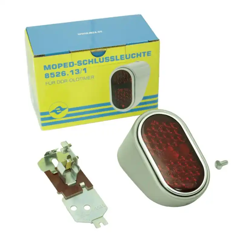 Rücklicht für Simson SR2, SR2 E, KR50 lackiert silber mit Fassung Neu Im Sortiment