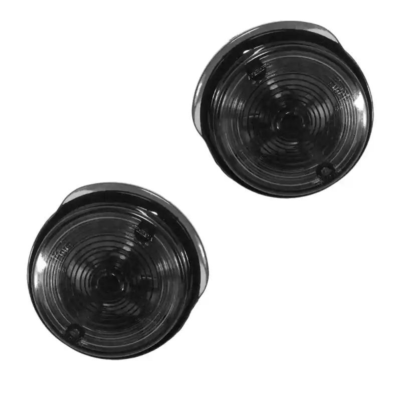 Must-Have Tuning Blinkerschalen Blinkergläser rund rauch, grau, schwarz für Simson S51 S50 SR50 für MZ ETZ TS 150 125 250 vorn E-Zeichen