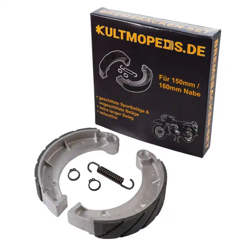 Wochenendangebot Tuning Bremsbacken Bremsen, geschlitzt 150mm für MZ ES125, ES125/1, ES150, ES150/1, ETS125/1, ETS150/1, ETZ125, ETZ150 RT125 Vollnabe Hinterrad