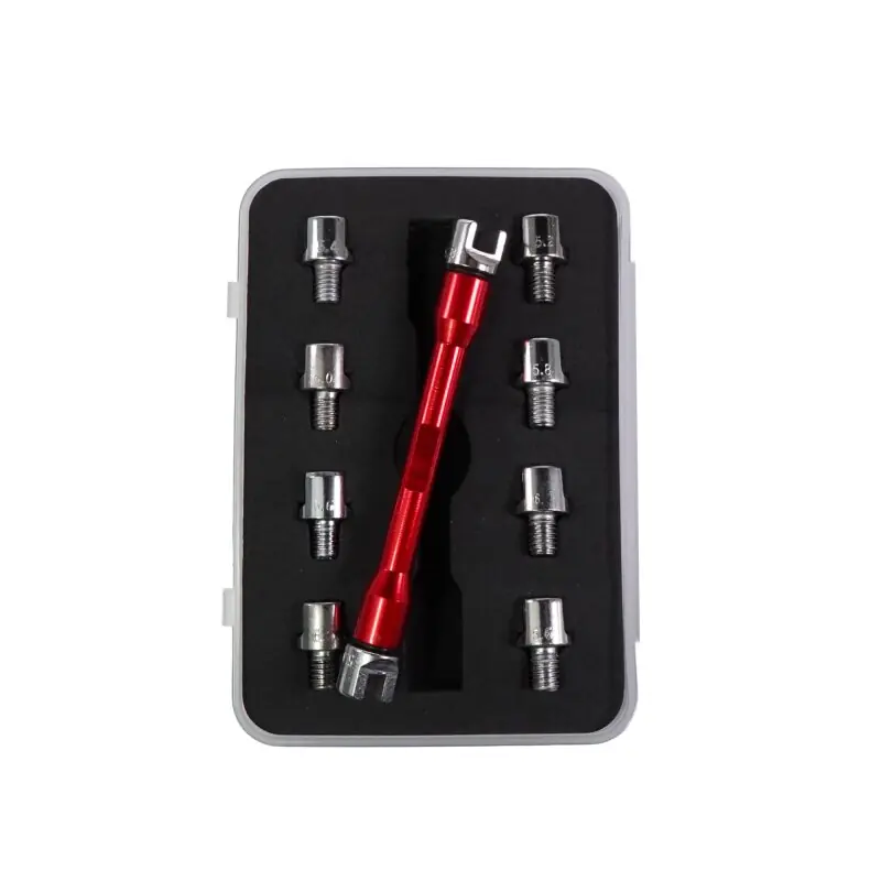 Billig Satz Speichenschlüssel rot für MX Motorrad, MZ ES TS ETS ETZ, Simson SR1 SR2 SR I II E KR50 SL1 5,0 + 5,2 + 54 + 5,6 + 5,8 + 6,0 + 6,2 + 6,4 + 6,6mm
